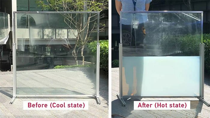 Cửa sổ chứa chất lỏng hấp thụ nhiệt mặt trời vào ban ngày, giải phóng vào ban đêm